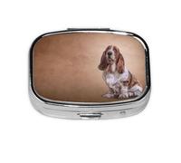 Dessin drôle de Basset Hound, pilulier à 2 compartiments, organiseur portable