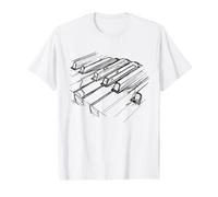 Dessin d'un Clavier de Piano pour pianiste T-Shirt Graphique avec Valeur