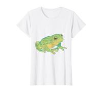 Dessin d'une rainette Verte, Image Douce et réaliste T-Shirt Graphique avec Valeur, Femme, Blanc, S
