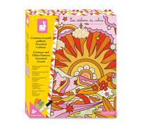 Janod - Contours et Motifs Pailletés Dreamland - Kit de Loisirs Créatifs - 6 Tableaux à Créer - 3 Mini-Stylos et Un Feutre - Activité Manuelle pour Enfant - Loisir Créatif Enfant 3 Ans et + - J07727