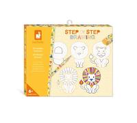 Janod – Kit de dessin enfant Step by Step Drawing J09155 – 20 modèles animaux – Dès 6 ans