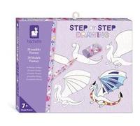 Janod - Step by Step Drawing - Apprendre à dessiner - 20 Modèles Fantasy - Kit Dessin Enfant - Apprentissage Dessin et Concentration - Dès 7 ans - J09153, Blanc, Noir