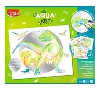 Peinture aquarelle - Maped - Coffret Aqua'Art Dinosaures avec Crayons de Couleur et Pinceau à Eau - Enfants +7ans