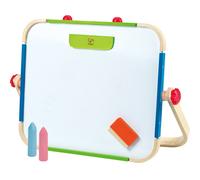 Hape Jouet Tableau Portatif en Bois Réversible - Tableau Blanc Magnétique et Tableau Noir à Craie - Tableau Enfant à partir de 3 Ans - 2 Craies, 1 Aimant, 1 Brosse - pour Filles et Garçons