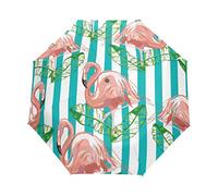 Dessin Flamant Rose Parapluie Pliable Pliant à Ouverture Automatique Parapluies Pliant Coupe-Vent pour Voyager Plage Femmes Enfants Homme Fille