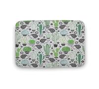 Dessin Inspiré du Style Bande Dessinée d'animaux Hérisson Et Figue De Barbarie, Blanc Vert, Plante Cactus, Jardin De Fleurs Tapis De Porte Imperméable Paillasson Antidérapant Paillasson Exterieur