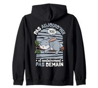 Dessin Lapin Motif Humour Sieste Pas Aujourd'hui Pas Demain Sweat à Capuche