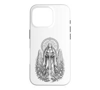 Dessin linéaire de la déesse mère Celtique Danu sur la rivière sacrée Coque pour iPhone 16 Pro