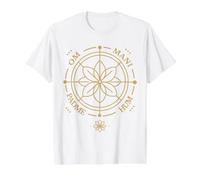 Dessin linéaire du Mantra Om Mani Padme Hum Lotus T-Shirt Graphique avec Valeur