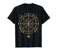 Dessin linéaire du Mantra Om Mani Padme Hum Lotus T-Shirt Graphique avec Valeur
