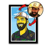 Dessin personnalisé des épaules et du visage Simpsons style, un cadeau original. Envoyez vos photos. Recevez-le imprimé sur papier ou numérique