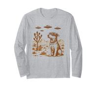 Dessin rétro OVNI désert Vintage Illustration Extraterrestre Science-Fiction Manche Longue