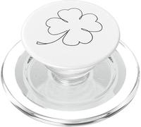 Dessin Simple de Contour de trèfle à Quatre Feuilles PopSockets PopGrip pour MagSafe
