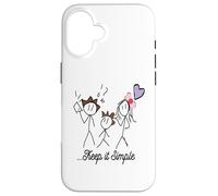 Dessin Stickman Minimaliste avec Inspiring Keep It Simple Coque pour iPhone 16