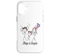 Dessin Stickman Minimaliste avec Inspiring Keep It Simple Coque pour iPhone 16 Plus