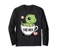 Dessin Trex Mignon Tea Rex Thé Rex Humour Drole Motif Trex Manche Longue