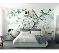 Dessiné À La Main Branches Fleurs Petits Oiseaux Art Papier Peint 3d Moderne Soie Texturée Haut De Gamme IdéAl Pour Le Salon Et La Chambre à Coucher-400cm×280cm