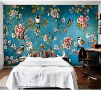 Dessiné À La Main Branches Fleurs Petits Oiseaux Papillons Papier Peint 3d Moderne Soie Texturée Haut De Gamme IdéAl Pour Le Salon Et La Chambre à Coucher-250cm×170cm