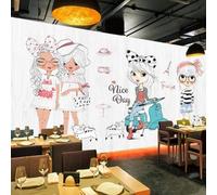Dessiné À La Main Cartoon Mignon Fille Défilé De Mode Boutique De Vêtements 3D Papier Peint Texture Soyeuse Intissé Salle à Manger Bureau D'étude Canapé Chambre Salon TV Mur-150cm×105cm