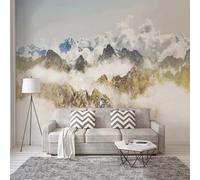 Dessiné À La Main En Relief Doré Montagnes Nuages Blancs Papier Peint 3d Moderne Soie Texturée Haut De Gamme IdéAl Pour Le Salon Et La Chambre à Coucher-200cm×140cm
