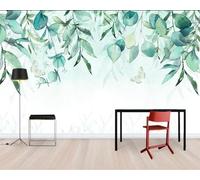 Dessiné À La Main Papillon Frais Et Magnifique Vigne Verte Papier Peint 3D Installation Facile Intissé Tapisserie Bureau Salon Canapé Chambre Décoration Murale-430cm×300cm
