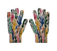 Dessins À La Main Des Formes Gants d'hiver en tricot pour écran tactile, Fleurs Plantes gants pour ski, cyclisme et SMS pour homme et femme