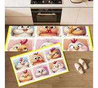 Dessins Animés Amusants Lot de 2 Tapis de Cuisine antidérapants lavables, Petit Poussin Mignon Tapis de Cuisine, Jaune - 43x75+43x150cm