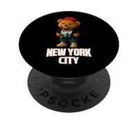 Dessins Graphiques d'illustration d'ours en Peluche Cool de New York City PopSockets PopGrip Adhésif