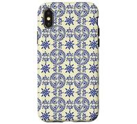 Dessins Italiens inspirés des Carreaux (1) Lignes, Figurines, Blanc et Bleu Coque pour iPhone X/XS