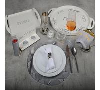 Dessous d'assiette géométrique argent - lot de 6