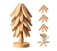 Dessous-De-Plat Arbre en Bois | sous-Verres Pliables Naturels | Set De sous-Verres Arbre Et Dessous-De-Plat Bois | pour Cuisine Casseroles Chaudes Poêles Bols Assiettes Maison
