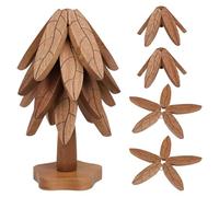 Dessous De Plat Bois Arbre, Dessous De Plat Pliable Dessous De Verre Bois Dessous De Table Design Arbre Design Tapis De Casserole Chaud pour ThéIèRe, PoêLe, Bol, 4 Tapis RéSistant + 1 Support