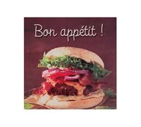 SUD TRADING Dessous de plat carré en verre trempé Bon Appétit ! - 18 x 18 cm