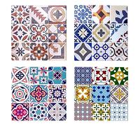 Dessous de plat carré design hydraulique coloré, modèle assorti (1 unité), plateau planche à découper en céramique, support pour casseroles et poêles, 20 cm