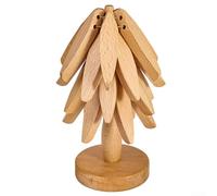 Dessous de plat chaud en bois avec trépied en forme d'arbre de Noël (A)