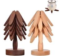 Dessous De Plat De Cuisine en Bois,Dessous De Plat en Bois pour Plats Chauds,Dessous De Verre Design Arbre,Coussinets Pliables Résistants À La Chaleur en Forme d'arbre