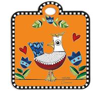 Dessous de plat Egan de la collection Cocoricò.Objet réalisé en céramique émaillée de couleur orange. Dimensions : 16 x 18 cm. La référence est 228035.