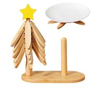 Dessous de plat en bois avec trépied en forme d'étoile, support et tissu pliable en forme d'arbre pour assiettes, théières sur table de salle à manger