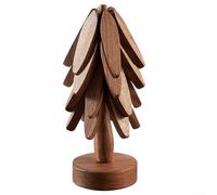 Dessous de plat en bois en forme d'arbre avec 4 coussinets extensibles résistants à la chaleur et support, dessous de verre décoratifs pour servir des plats chauds et des ustensiles de cuisine dans la