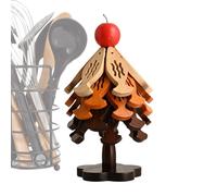 Dessous de plat en bois en forme de sapin de Noël - Dessous de plat pliable en bois avec support | Pour pot chaud, cuisine, comptoir, poêle, bol, table de Noël