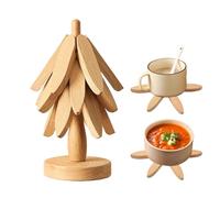 Dessous De Plat En Bois - Ensemble De Dessous De Plat En Forme D'arbre | Heat Resistant Tree Coaster, Kitchen Pan Coaster Set For Kitchen Dining Table Apartment Christmas Cookware Stove Pan Cup Teapot