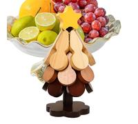 Dessous de plat en bois | Manique pliable en forme de sapin de Noël | Protection de table résistante à la chaleur pour bols et poêles | Pour la maison, la cuisine, la restauration