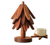 Dessous de Plat en Bois Naturel pour Plats Chauds, casseroles et poêles Chaudes, Dessous de Plat en Bois, sous-Verres empilables, Coussinets en Forme d'arbre de antidérapant