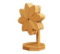 Dessous de plat en bois naturel résistant à la chaleur en forme de molette de protection de comptoir pour cuisine, table à manger, plats chauds, poêles, casseroles, tapis de vaisselle multifonction
