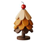 Dessous de Plat en Bois pour Plaque Chaude, 5 sous Plat de Table en Bois + 1 Support, sous-Verres en Forme d'arbre, Forme de Sapin de Noël pour Casseroles, Poêles, Bols, Théières (Apple-4 pcs - A)