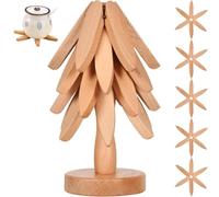 Dessous de plat en bois pour plats chauds, dessous de plat en forme d'arbre, dessous de plat en bois de hêtre pour casseroles et poêles chaudes (5 couches + 1 support)