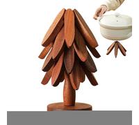 Dessous de Plat en Bois pour Plats Chauds, Dessous de Plat en Forme d'arbre, Tapis en Bois Naturel résistant à la Chaleur, Dessous de Plat de Cuisine Pliable, pour Plats Chauds, casseroles, Bols