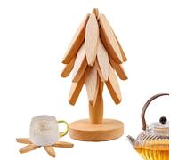 Dessous de plat en bois pour plats chauds | Tapis de table en bois massif anti-brûlure pour petit arbre isolant pour comptoirs de cuisine, théière