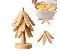 Dessous de plat en bois résistant à la chaleur - Décoration de Noël - Pour comptoir de cuisine, vaisselle, casseroles, bols, théières, table à manger, ferme, maison, bureau ou fête, style
