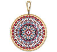 Dessous de plat en céramique de 20 cm avec dessous en liège et cordon pour casseroles et poêles chaudes dans différents designs, dessous de plat rond, ustensile de cuisine, idée cadeau